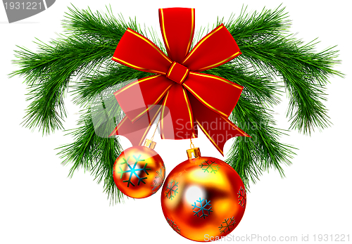 Image of christmas balls with red bow