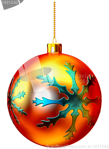 Image of red Christmas ball on white background