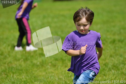 Image of happy kids group  have fun in nature