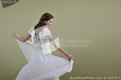 Image of Portrait of a beautiful woman dressed as a bride
