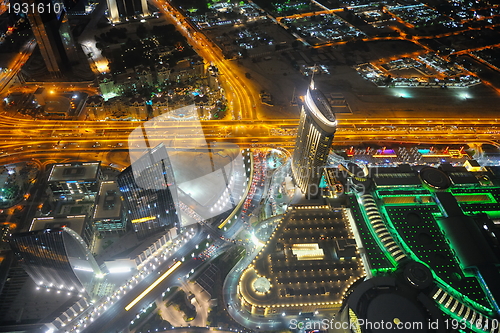 Image of Panorama of down town Dubai city at night