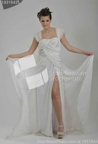 Image of Portrait of a beautiful woman dressed as a bride