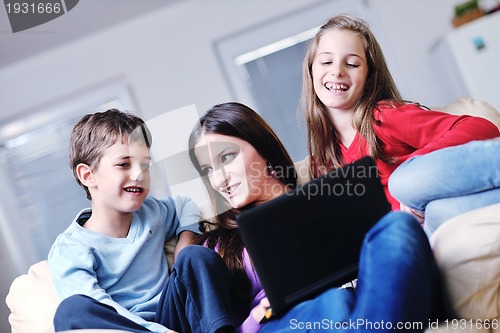 Image of happy young family have fun at home