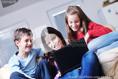 Image of happy young family have fun at home