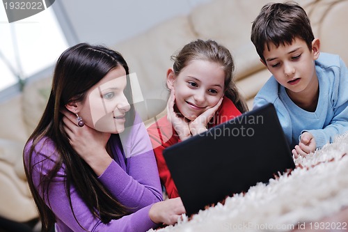 Image of happy young family have fun at home