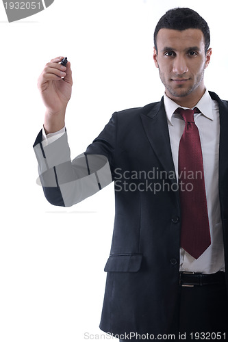 Image of business man draw with marker on empty space