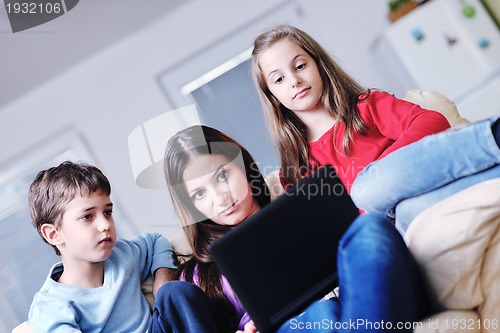 Image of happy young family have fun at home