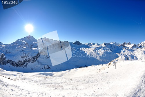 Image of High mountains under snow in the winter