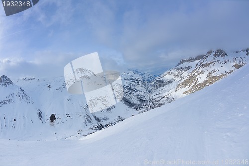 Image of High mountains under snow in the winter