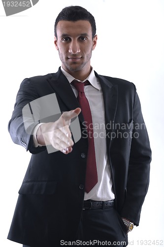 Image of business man giving you a hand shake