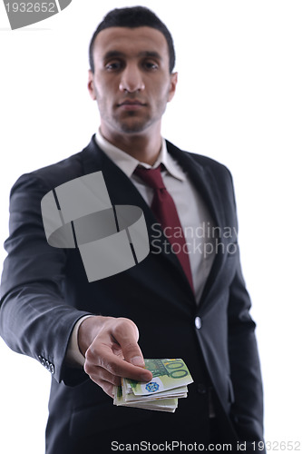 Image of Business man holding money