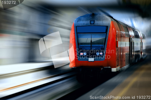 Image of Fast moving red train