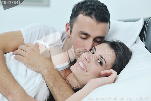 Image of young couple have good time in their bedroom