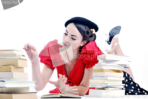 Image of beautiful young woman read book