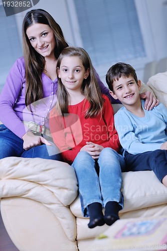 Image of happy young family have fun at home
