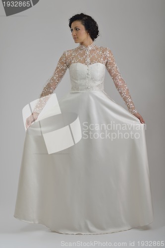 Image of Portrait of a beautiful woman dressed as a bride
