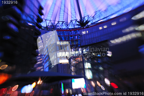 Image of City night with cars motion blurred light in busy street