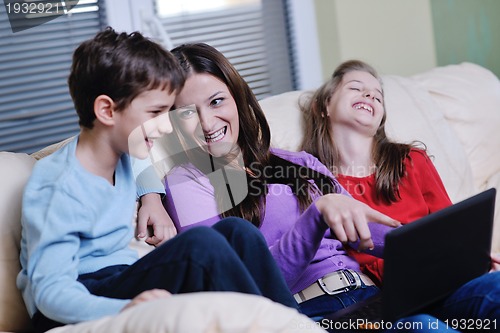 Image of happy young family have fun at home