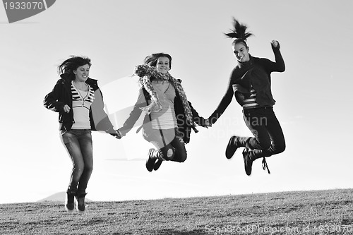 Image of group of teens have fun outdoor