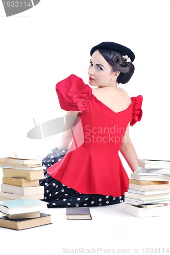 Image of beautiful young woman read book