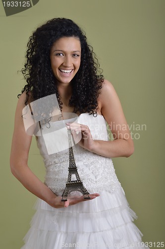 Image of Portrait of a beautiful woman dressed as a bride