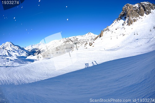 Image of High mountains under snow in the winter