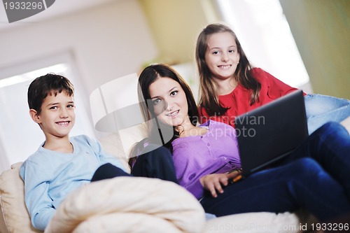 Image of happy young family have fun at home