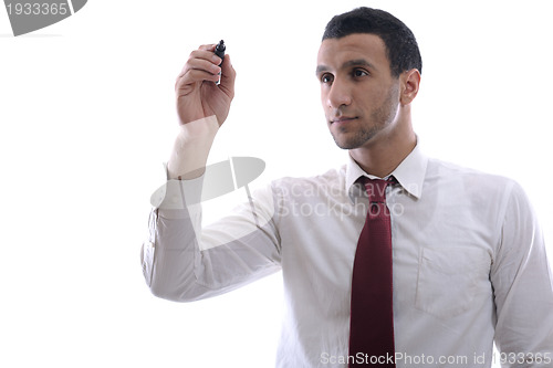 Image of business man draw with marker on empty space