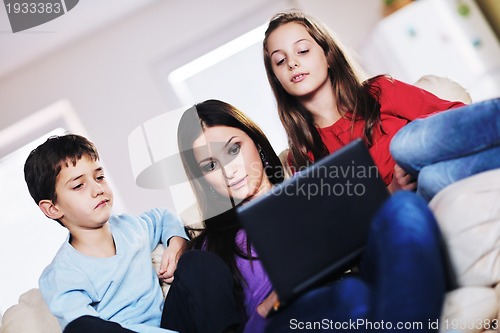 Image of happy young family have fun at home