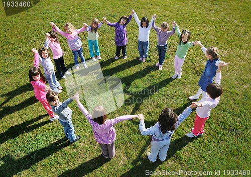 Image of preschool  kids outdoor have fun