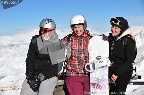 Image of people group on snow at winter season