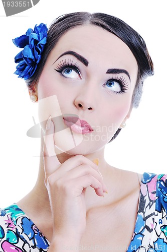 Image of beautiful young woman isolated on white