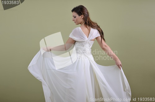 Image of Portrait of a beautiful woman dressed as a bride