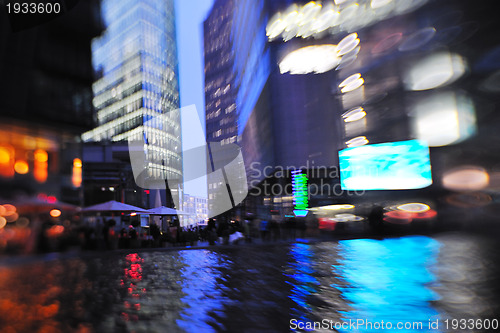 Image of City night with cars motion blurred light in busy street