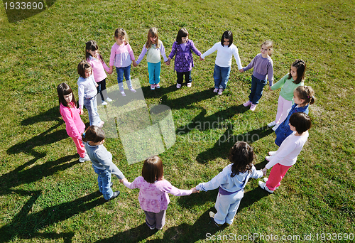 Image of preschool  kids outdoor have fun