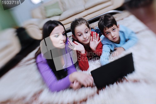 Image of happy young family have fun at home