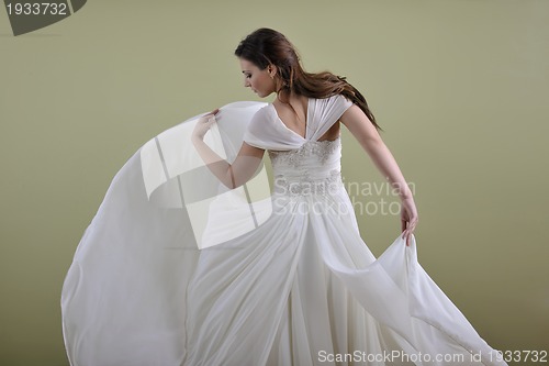 Image of Portrait of a beautiful woman dressed as a bride