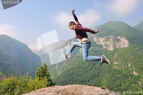 Image of man jump in nature