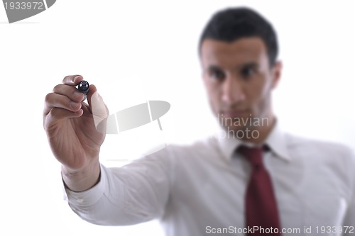 Image of business man draw with marker on empty space