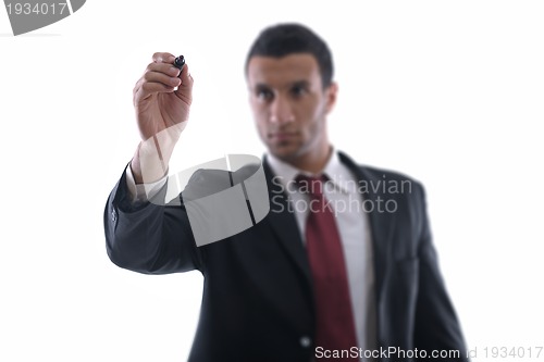 Image of business man draw with marker on empty space