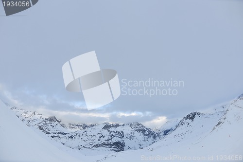 Image of High mountains under snow in the winter