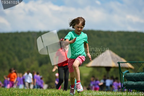 Image of happy kids group  have fun in nature
