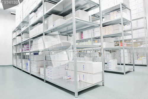 Image of medical factory  supplies storage indoor