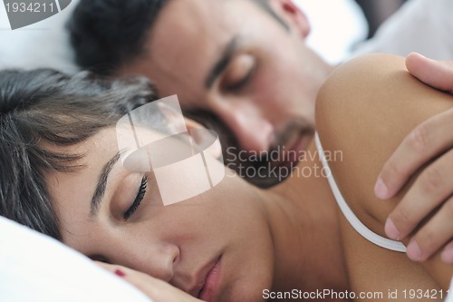 Image of young couple have good time in their bedroom