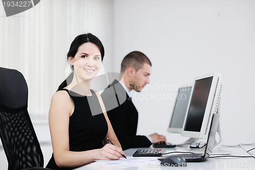 Image of business people group working in customer and help desk office