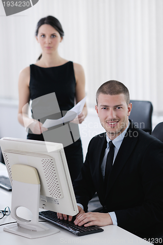 Image of business people group working in customer and help desk office