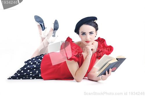 Image of beautiful young woman read book