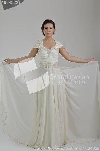 Image of Portrait of a beautiful woman dressed as a bride