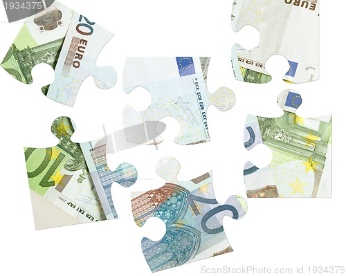 Image of  pieces of Euro banknotes puzzle