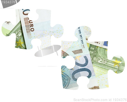 Image of  pieces of Euro banknotes puzzle